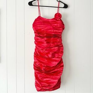 Dollar red rose bodycon ruched mini formal dress, fits a size small